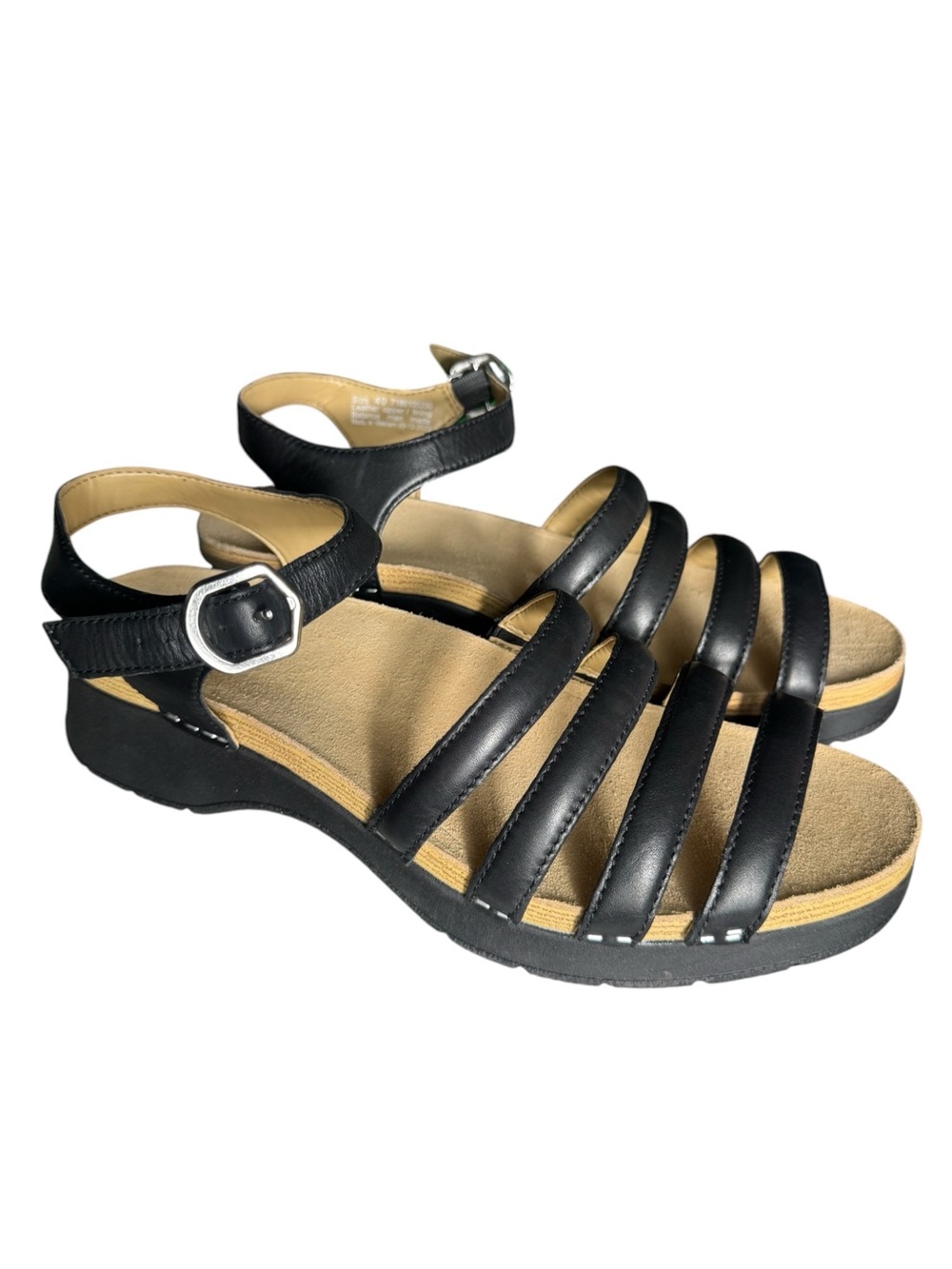 Dansko Roxie Sandal in Black Nappa Leather, Size 40 (9.5-10)
